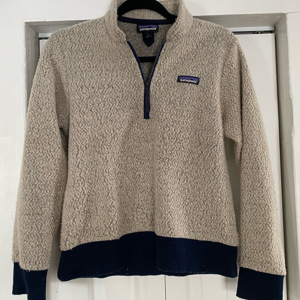 Patagonia Beige and Blue Fleece Jacket